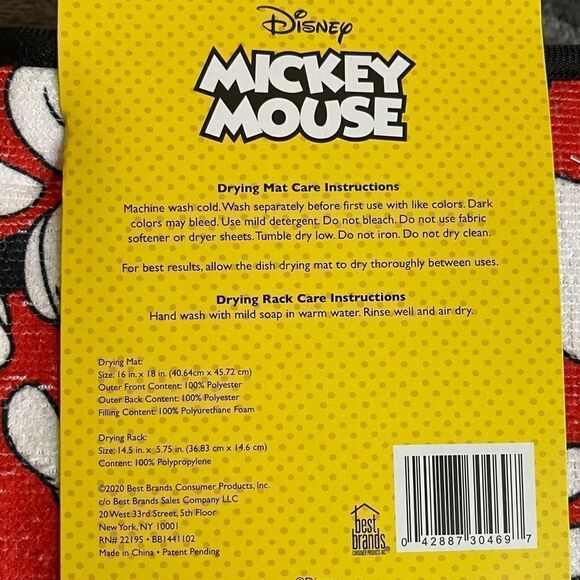 Disney Mickey Mouse dish drying mat with rack NWT - Picture 3 of 5